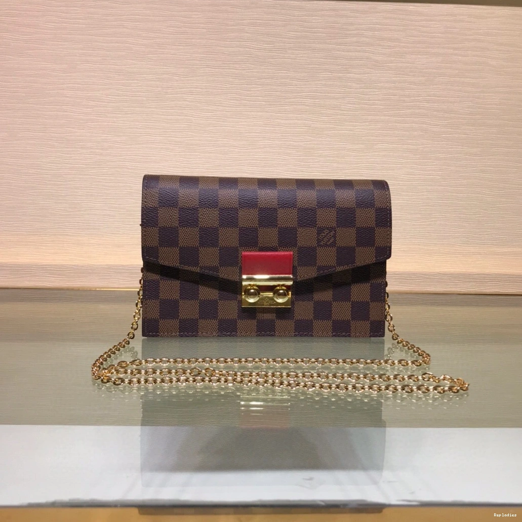 Fake Louis Bags VUITTON LOUIS CHAIN CROISETTE WALLET 0723